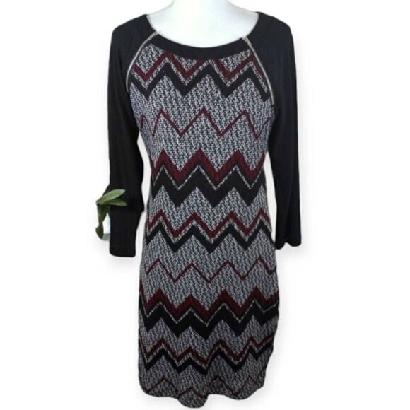 TRIXXI RED, BLACK, & GRAY DRESS SZ.XL EUC - Picture 1 of 5